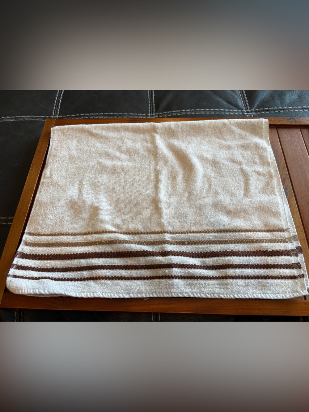 VTG St Mary’s Fieldcrest Brown Striped Hand Towels USA Made 16” x 23.5”